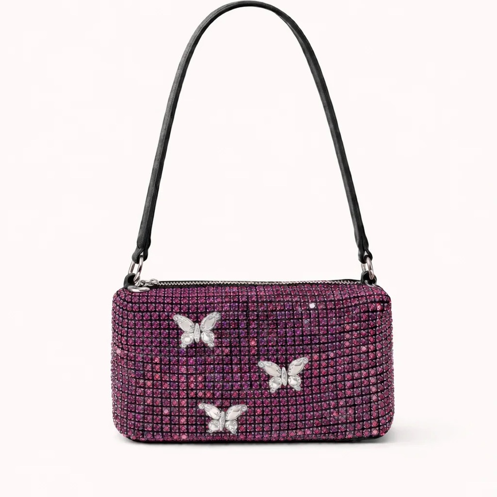 NWT Rhinestone Krystal Pink Butterfly Embellished Bag by Wisteria